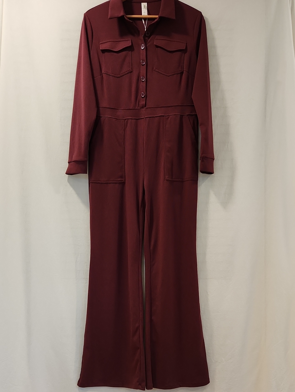 NWT Halara Utility Jumpsuit Burgundy Button-Down Size XL
